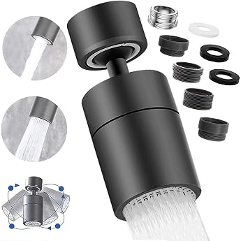 Tap Attachment Swivelling 360  Rotatable Dual Function Tap Aerator Tap Aerator with 2 Spray Functions Water Saver for Tap Shower Kitchen Bathroom Attachment Black