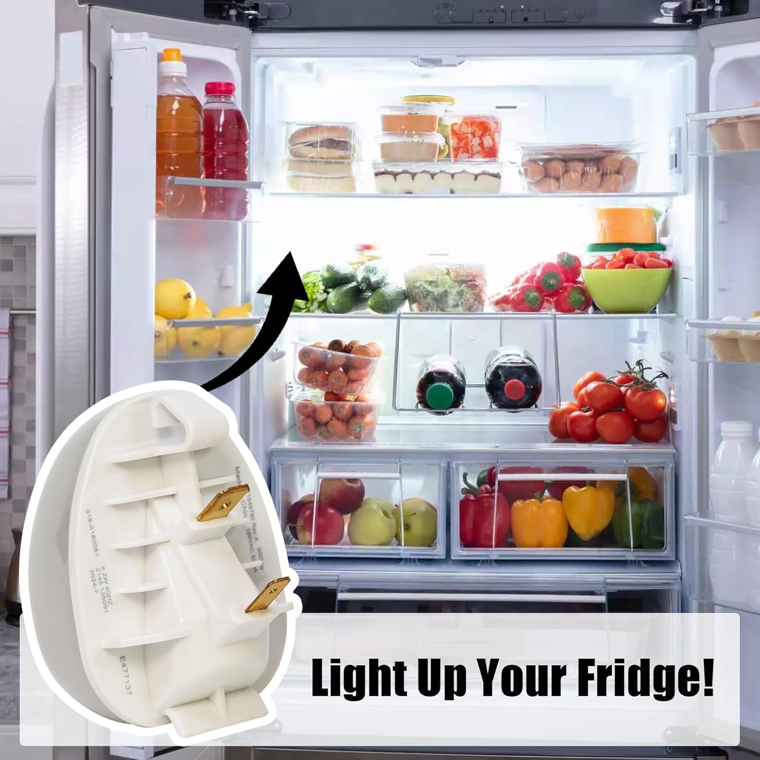 2-Pack W11468934 Refrigerator Light Replacement for Whirlpool W11449273、W11520324、W11251749、W11549780、W11602886、AP6986570、AP7192759.