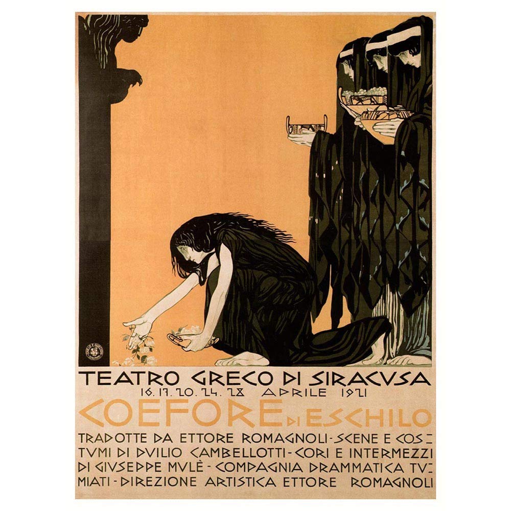 Wee Blue Coo Theatre Stage Play Coefore Aeschylus Greek Syracuse Sicily Italy Art Print Poster Wall Decor 12X16 Inch