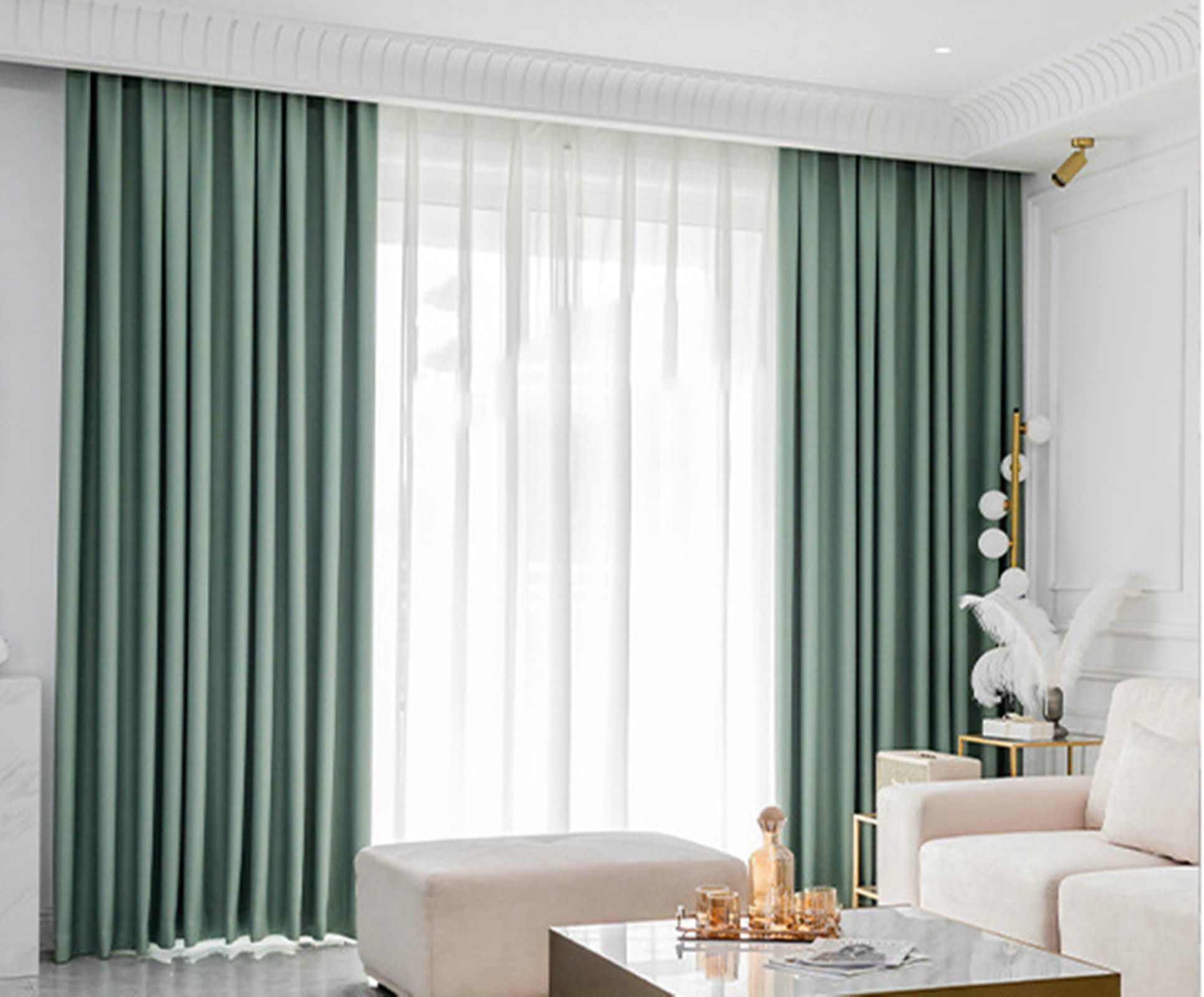 Gualiy Rideaux Salon Moderne Lot de 2, Rideaux Vert 86x138CM Rideau Chambre Opaque Couleur Unie Rideau pour Salon, Chambre à Coucher