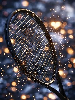 Tennis Racket Diamond Painting Kits for Adults,Ball Diamond Painting Art Kit for Adult,Full Drill Painting by Diamonds Art and Crafts for Home Wall Decor Gift 12x16 Inch