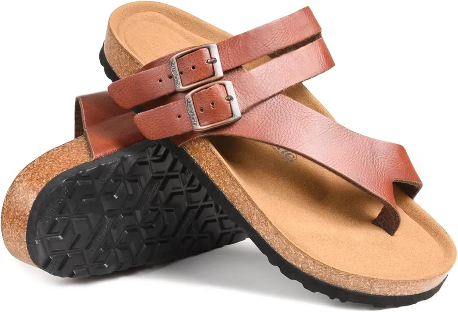 AEROTHOTIC Recovery Slides for Women Comfortable Memory Foam Cork Footbed Cute Faux Leather Adjustable Buckle Straps Walking Travel Outdoor women sandals