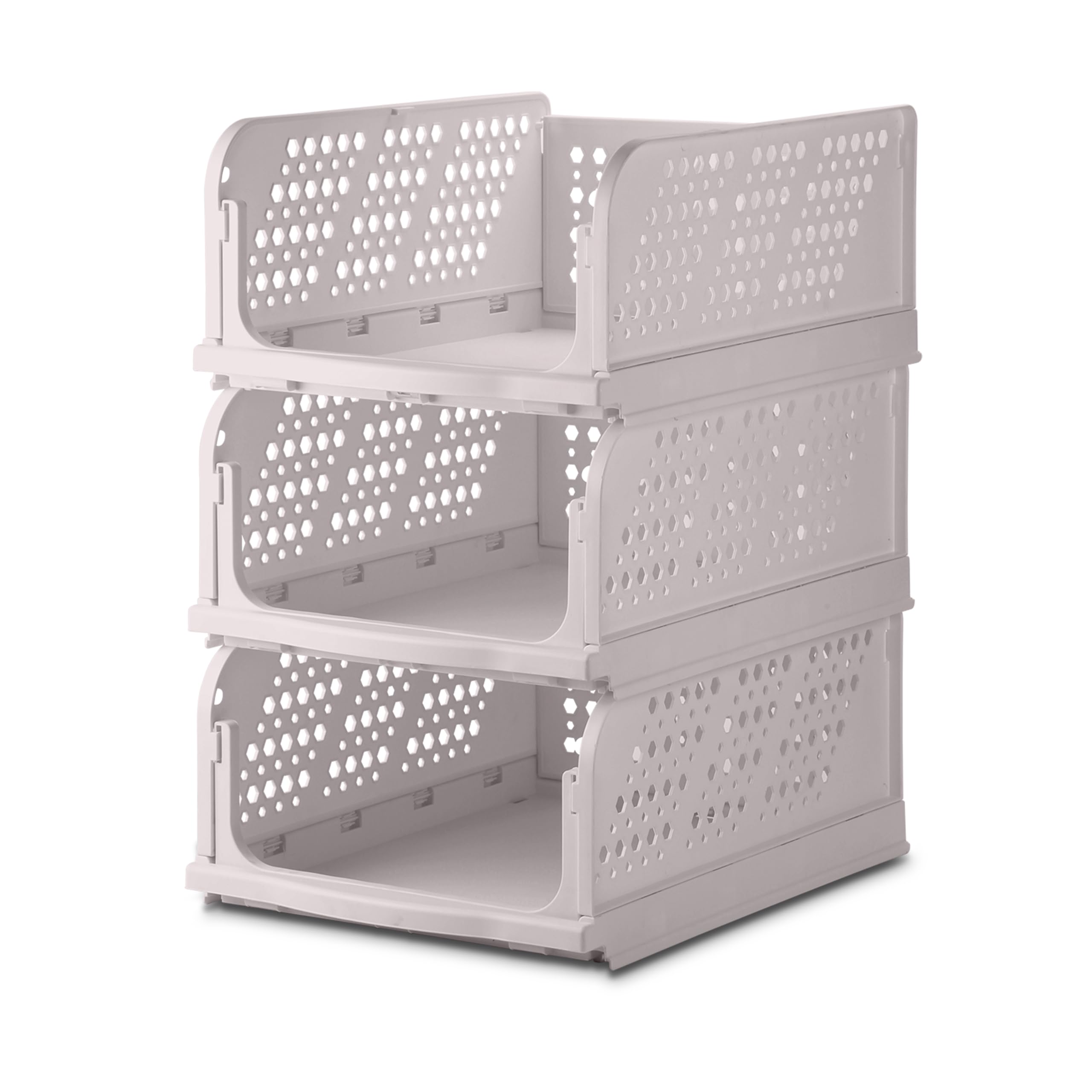 Nayasa Cupboard Stacker | Set of 3 | Foldable & Stackable Closet Organizer | Clothes Organiser for Wardrobe | Storage Rack | 43 X 34 X 54.5 cm | Pink-image-13