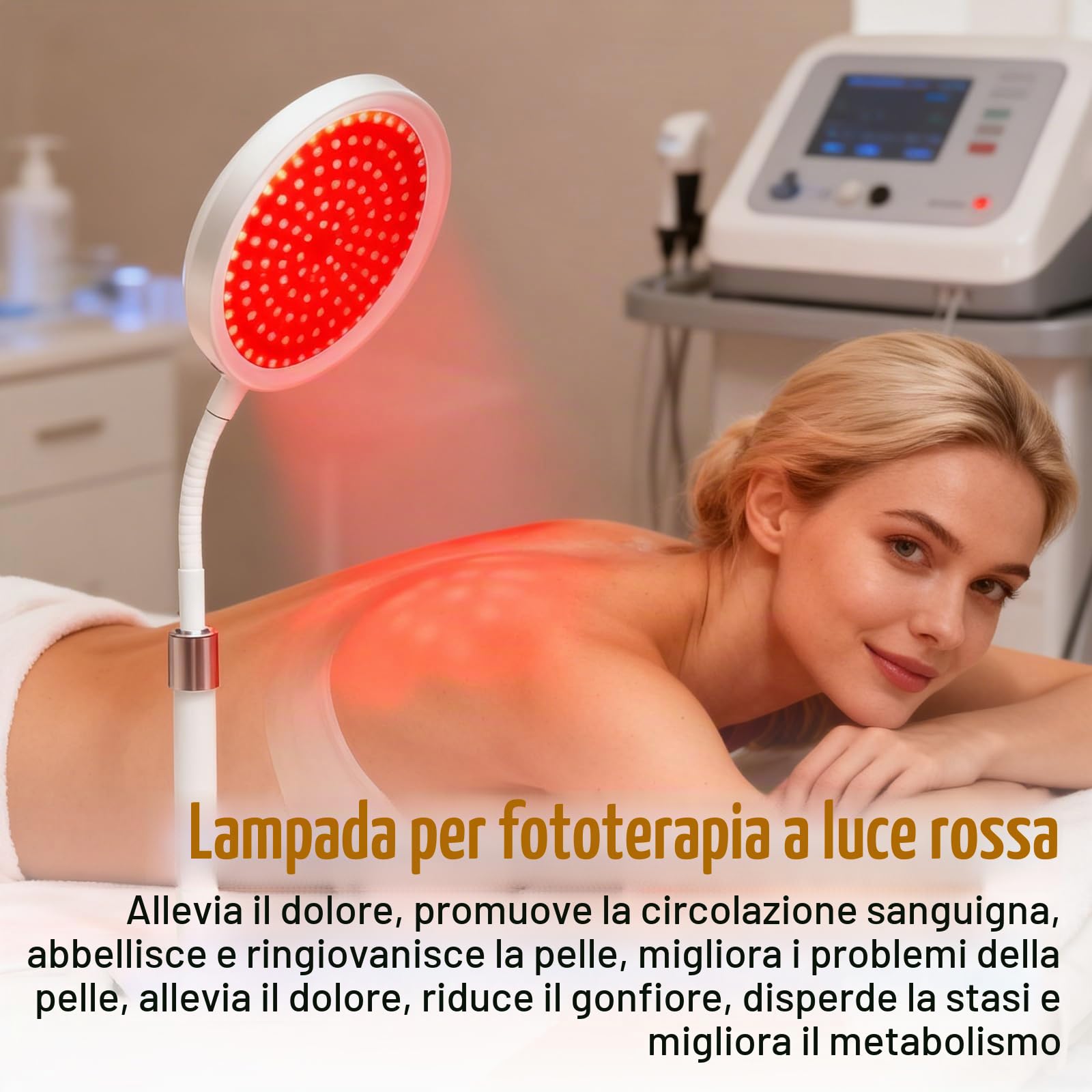 GBKDQQ Lampada a luce rossa 126 LED, lampada a infrarossi 850nm & 660nm con attacco, 5 livelli di luminosità & timer 5-30min, lampada a collo di cigno, luce rossa per viso e corpo per casa, ufficio