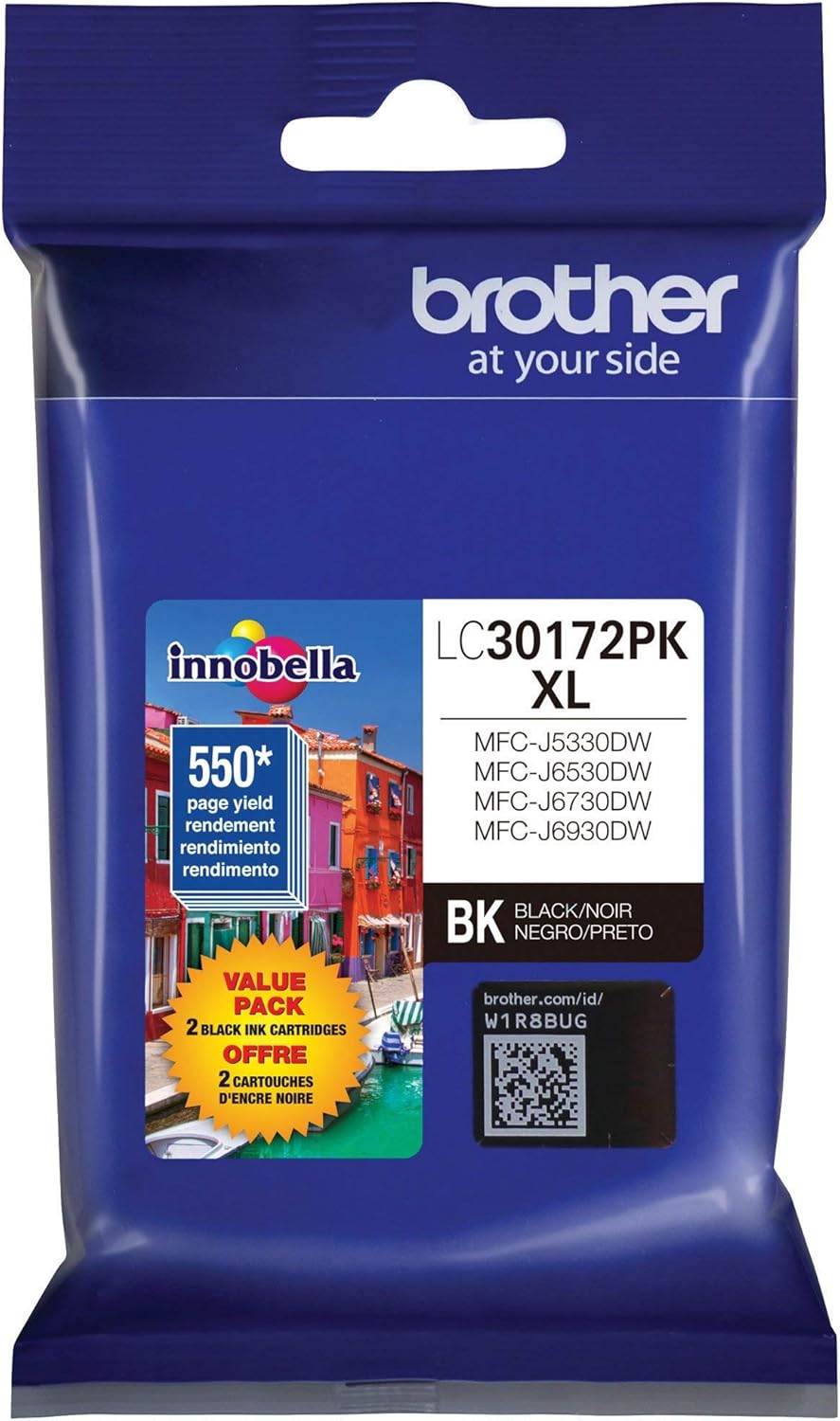 Holiday Deals 🛒 Brother Printer LC30172PK High Yield XL Black Ink Cartridge-2 Pack