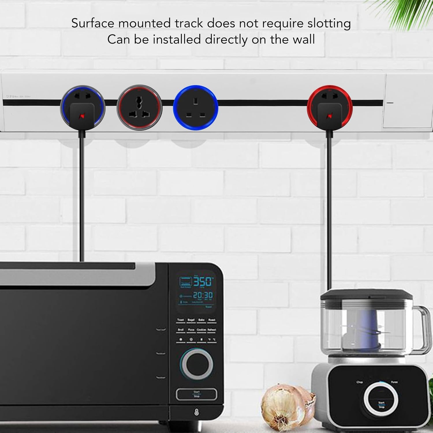 Removable Socket Power Track Rail 0.6m White Surface Mounted with Master Control Switch - Flexible 360° Installation, Safe 110-250V Electrical Lighting Track for Home & Offic