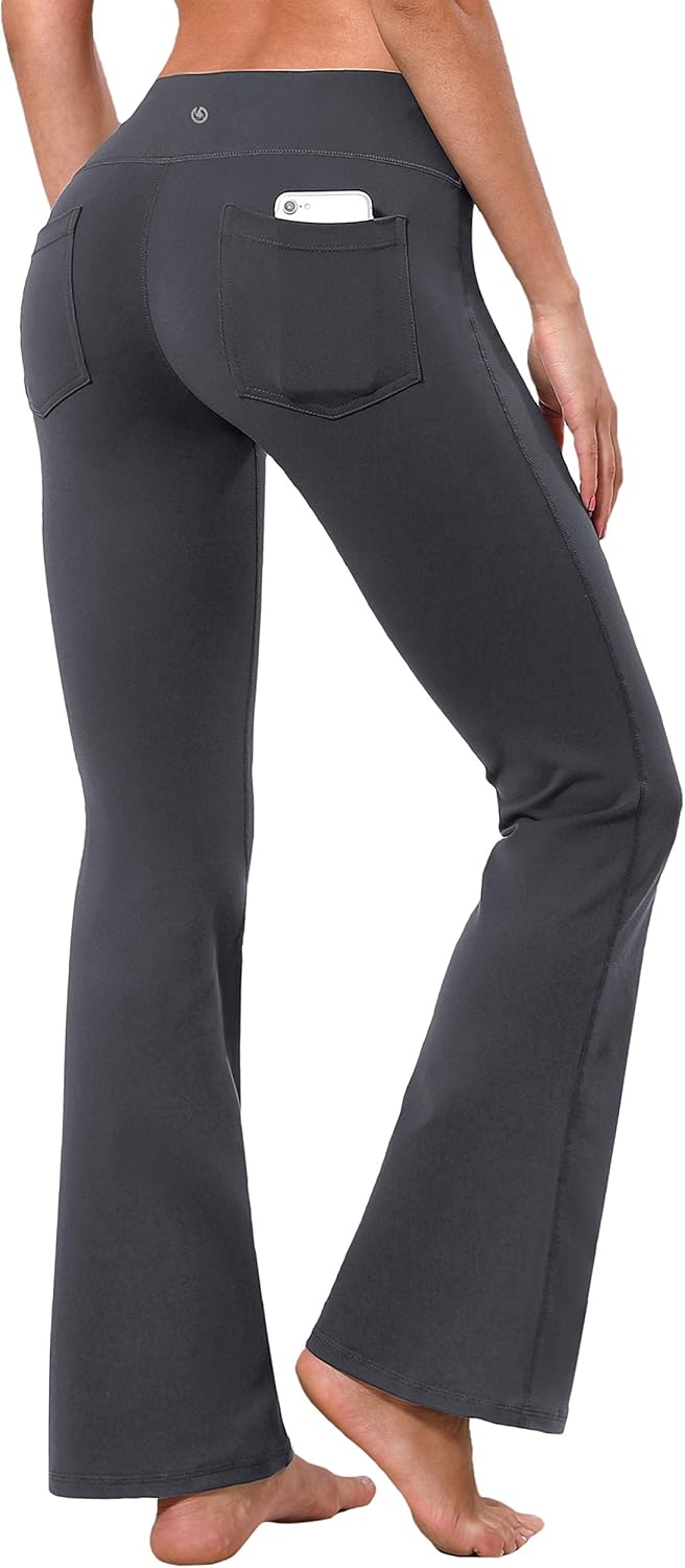 BUBBLELIME 29"/31"/33"/35" 3 Styles Women's Bootcut Yoga Pants Basic/Back Pockets High Waist Workout Tummy Control Flare