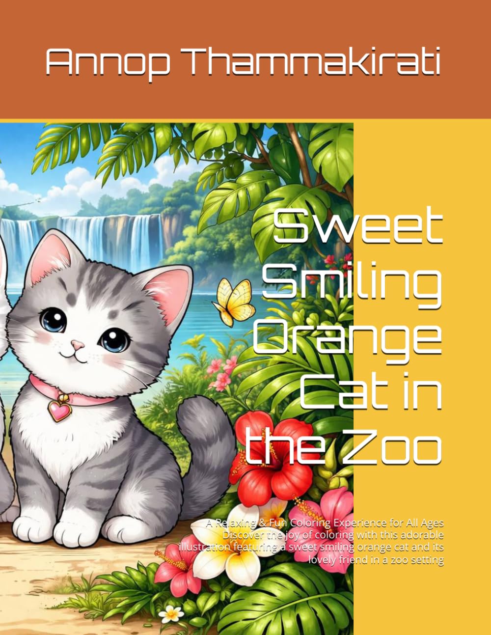 Sweet Smiling Orange Cat in the Zoo: A Relaxing & Fun Coloring Experience for All Ages Discover the joy of coloring with this adorable illustration ... cat and its lovely friend in a zoo setting