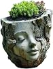 Flower Pot Statue, Face Planter, Creative Goddess Head Planter Statue, Resin, 13x14x13cm, Weather-Resistant, Decorative for Patio Lawn Garden Yard Decor
