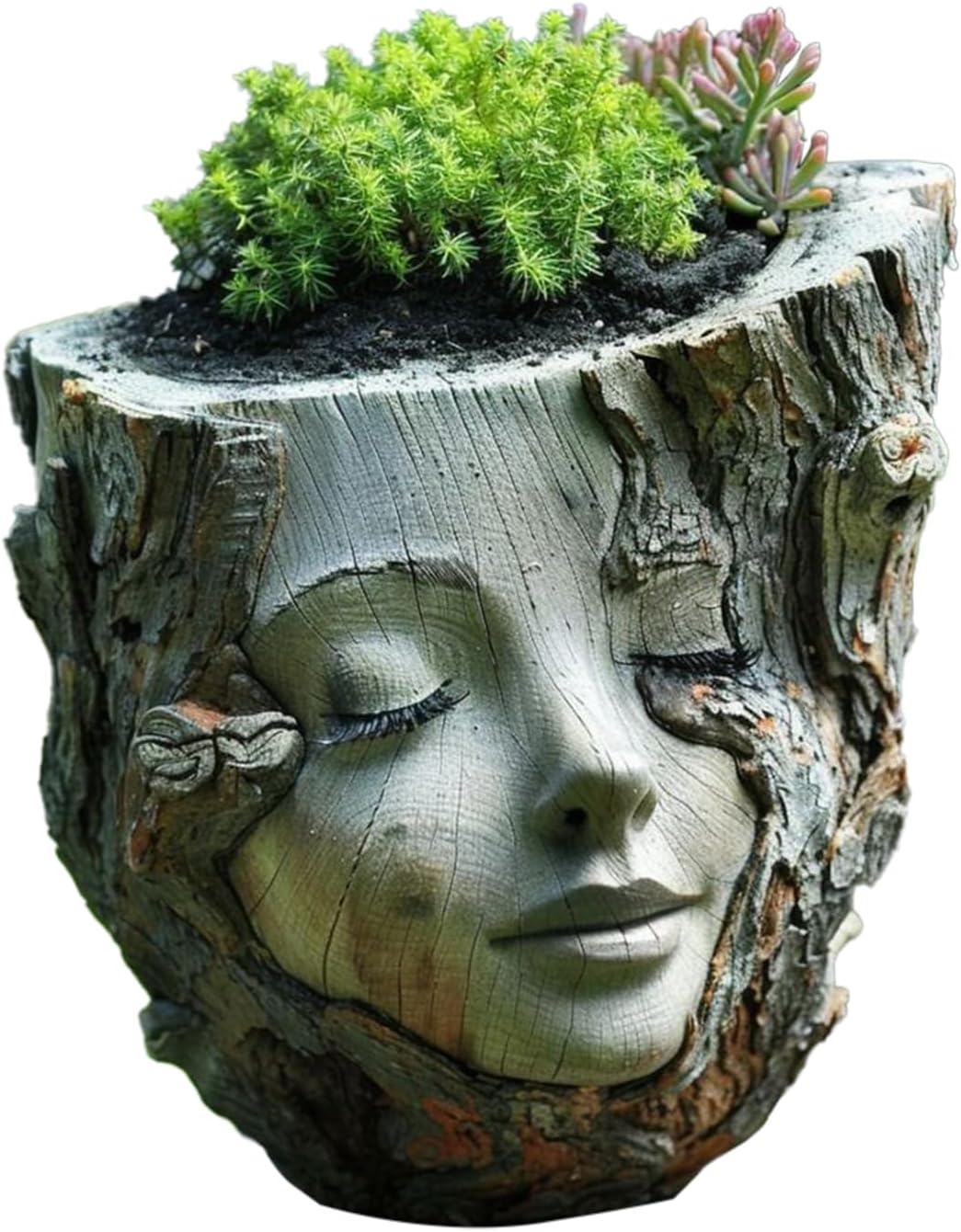 Flower Pot Statue, Face Planter, Creative Goddess Head Planter Statue, Resin, 13x14x13cm, Weather-Resistant, Decorative for Patio Lawn Garden Yard Decor