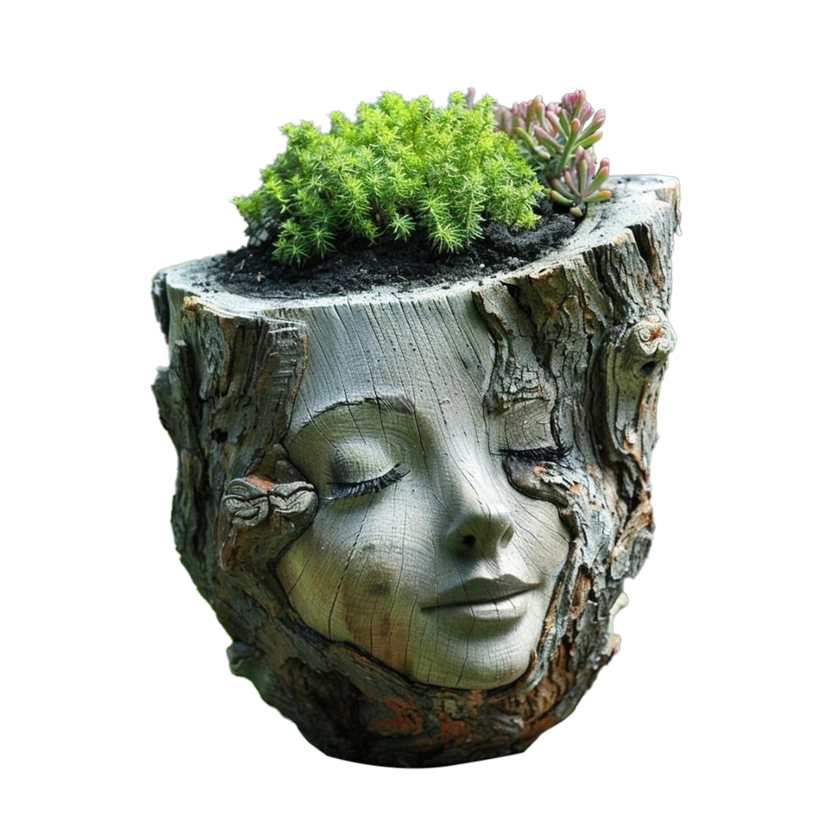 Dgayaeic Flower Pot Statue, Face Planter, Creative Goddess Head Planter Statue, Resin, 13x14x13cm, Weather-Resistant, Decorative for Patio Lawn Garden Yard Decor