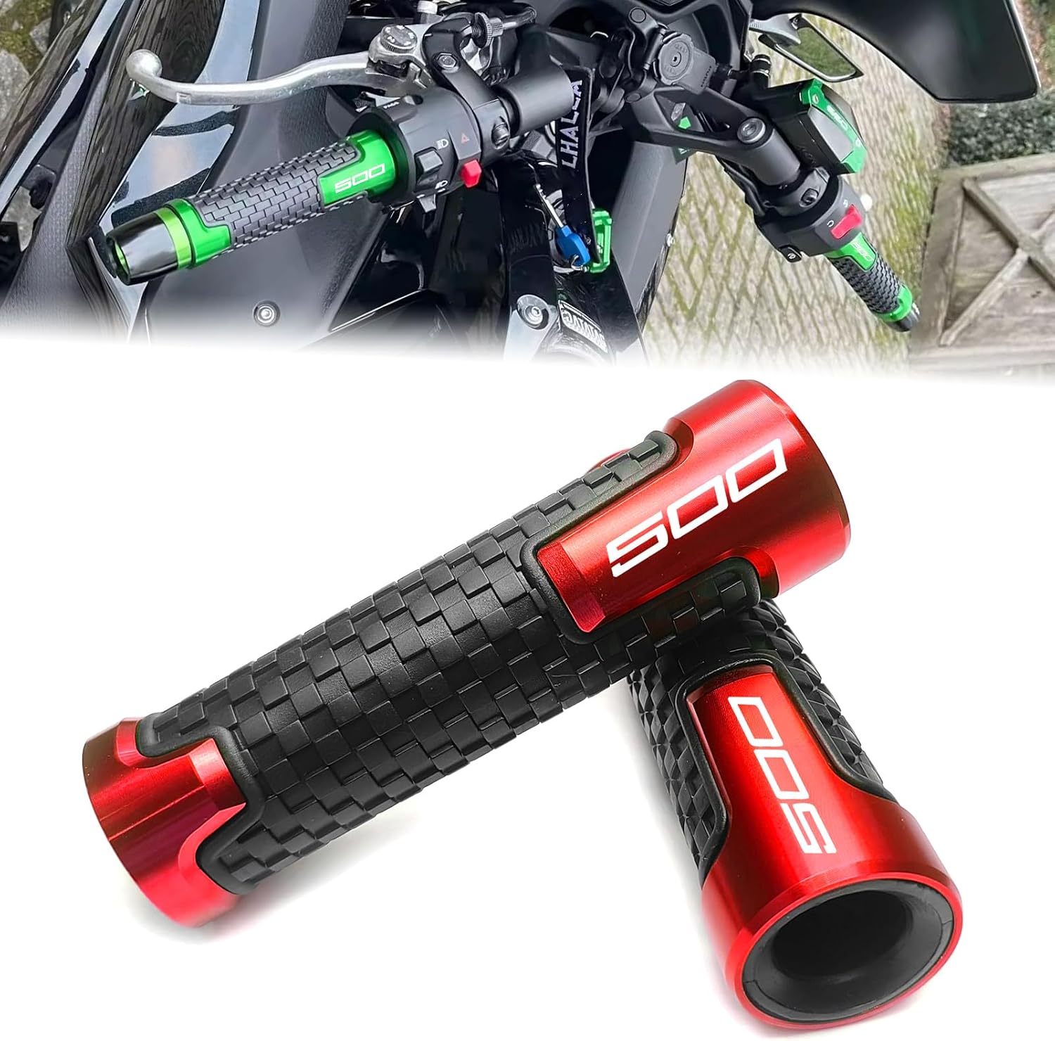 2026 Motorcycle Grips Hand Grips 7/8" Handlebar Grips Compatible with 2026 Ninja 500 SE Ninja500 Z500 SE Z 500 KLE 500 Eliminator 500 2025 Ninja 500 Accessories