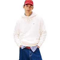 Tommy Jeans Uomo Felpa Regular Fit Flag Fleece con Cappuccio, Avorio (Ancient White)