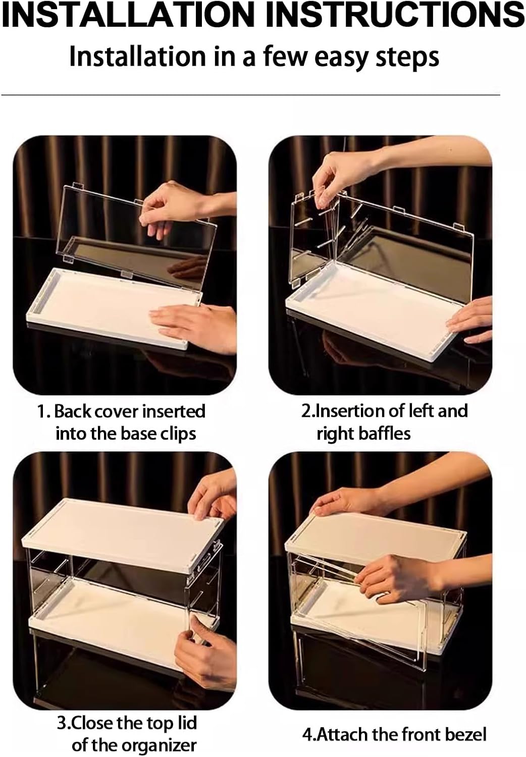 HCUDFN Two Pack Display Case, Transparent Character Display Box, Acrylic Storage Box with Magnetic Door, Dustproof Display Stand for Books, Dolls, Perfume, Cosmetics(27x14x26cm(10.6x5.5x10.2in))
