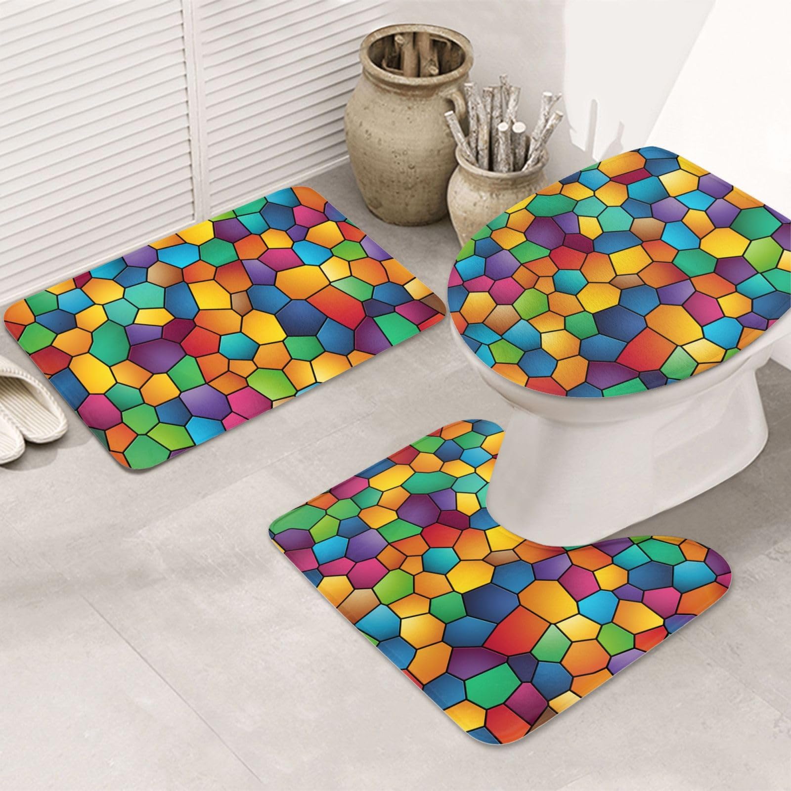 Tapis de salle de bain lavable lot de 3 pour éviter les glissades