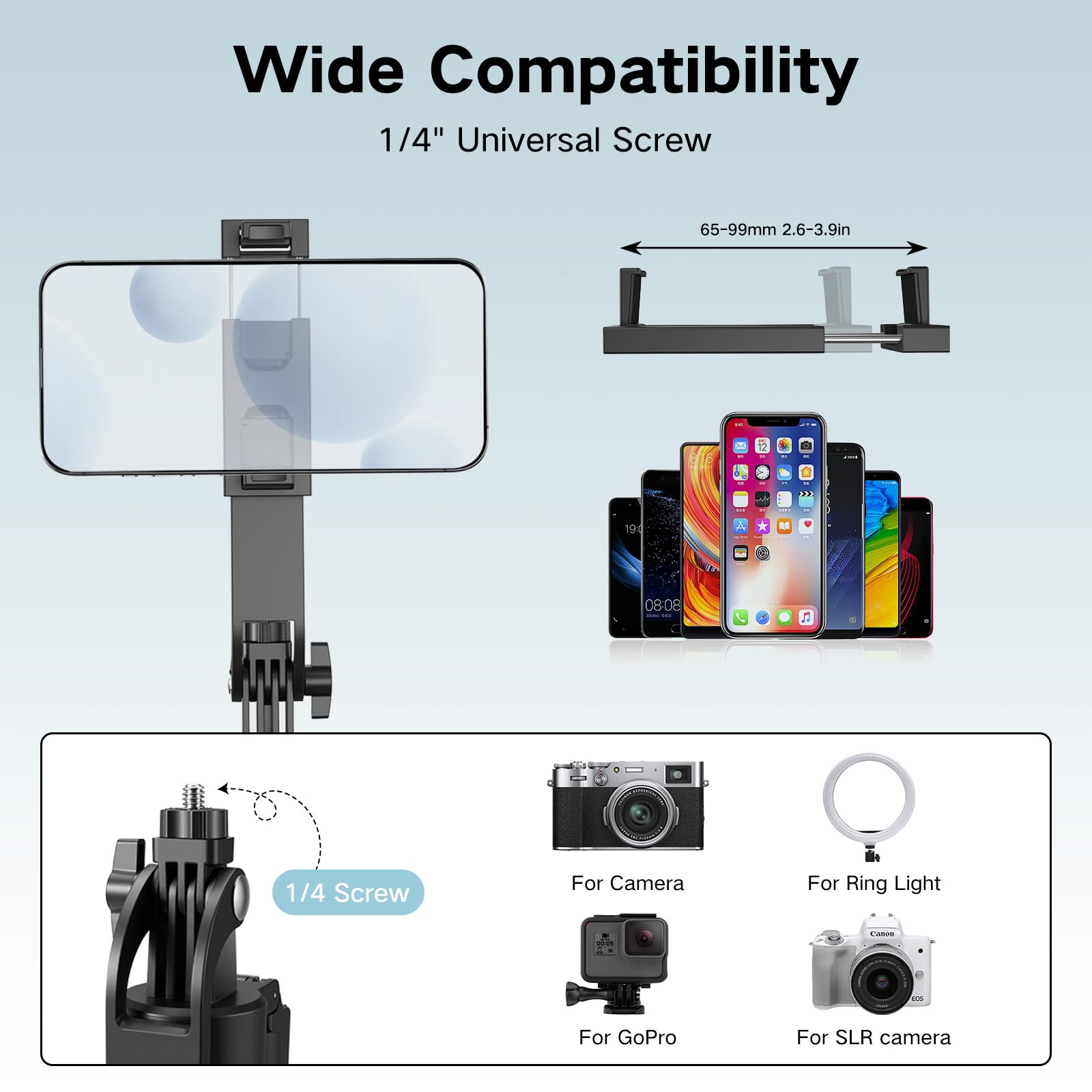 Trípode de seguimiento automático de la cara de 180 cm para smartphone con luz, rotación de 360 ° para iPhone/Android/GoPro, soporte para teléfono móvil, trípode para grabación de vídeo en directo