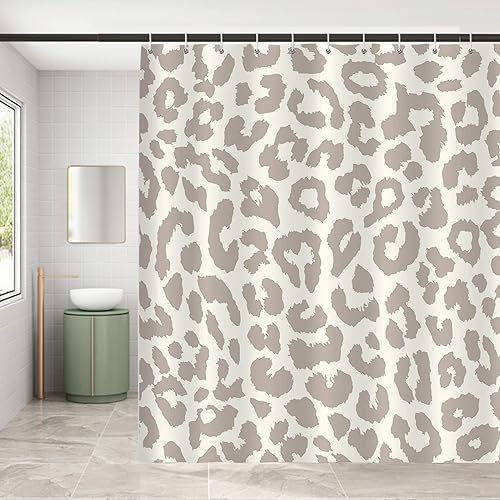 Miniatura 7 de Seorsok Bonita cortina de ducha de leopardo gris, moderna y simple, para el hogar, cortina de baño, decorativa, de secado rápido, lavable, tela de