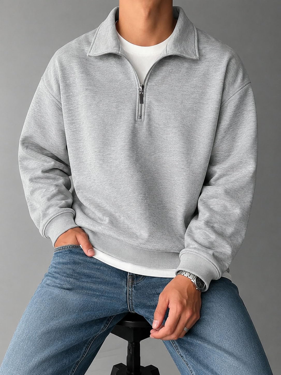 Mens Quarter Zip Sweatshirt Half Zip Pullover Men Casual Long Sleeve Hoodies