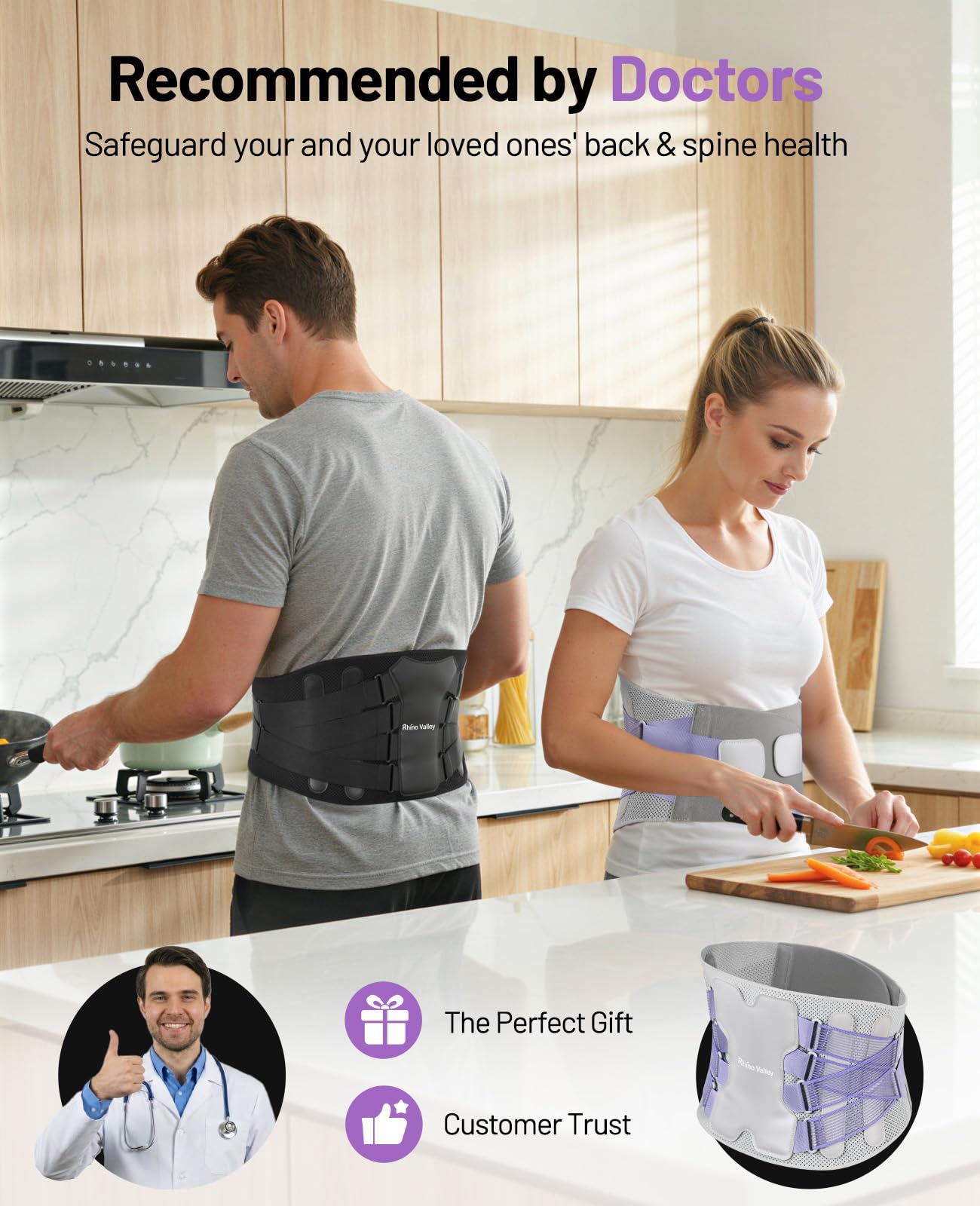 Faja Lumbar para Mujeres, Faja de Soporte para Aliviar el Dolor Lumbar, Cinturón Lumbar Ajustable con Almohadilla Lumbar, Faja Ergonómica Transpirable de Alivio Inmediato para Hernia Discal, L