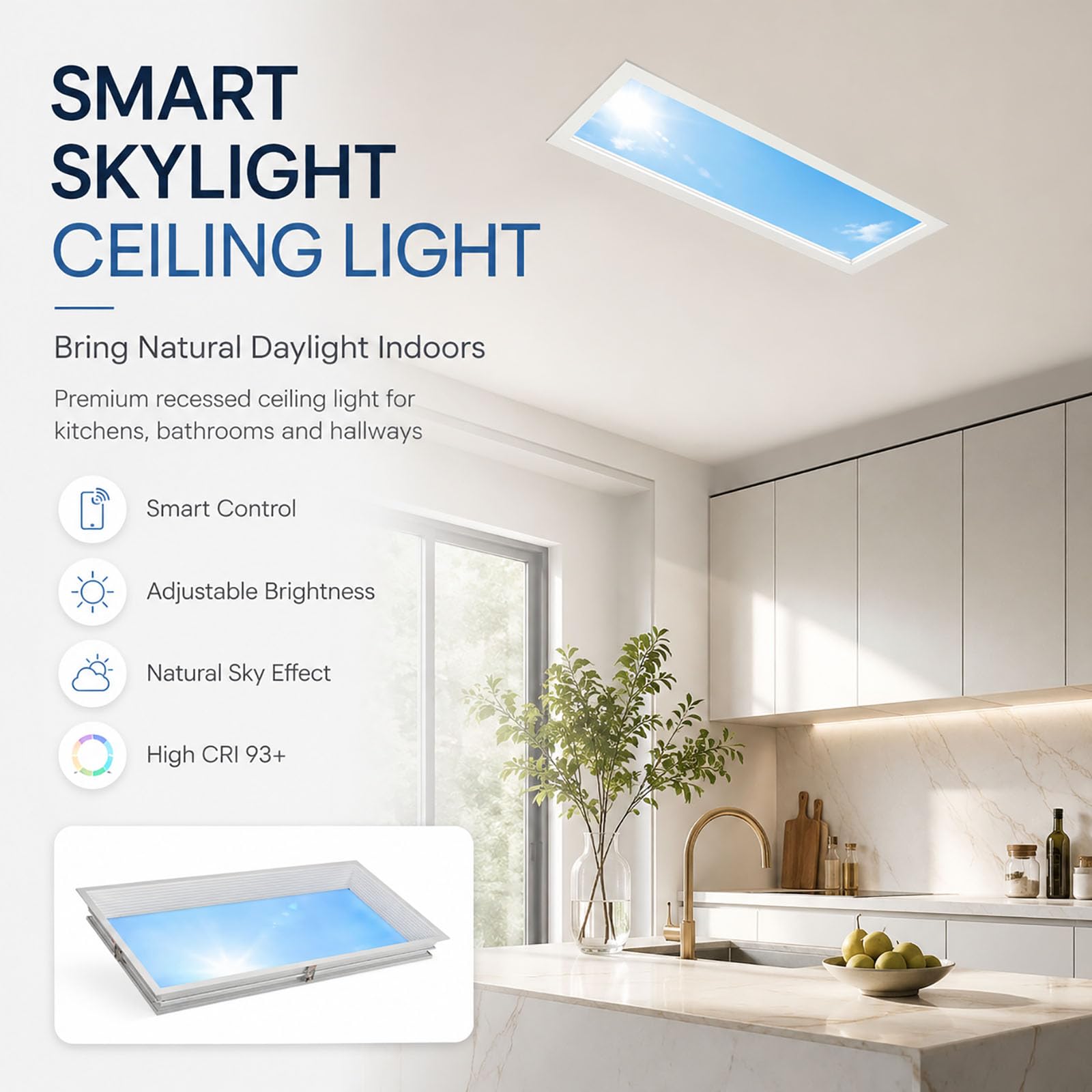 72w Led Einbau-kunstoberlicht, Smarte Blauhimmel-deckenleuchte, Tuya-kompatibel, Helligkeit Und Farbtemperatur Einstellbar, Für Zuhause Und Gewerbliche Räume