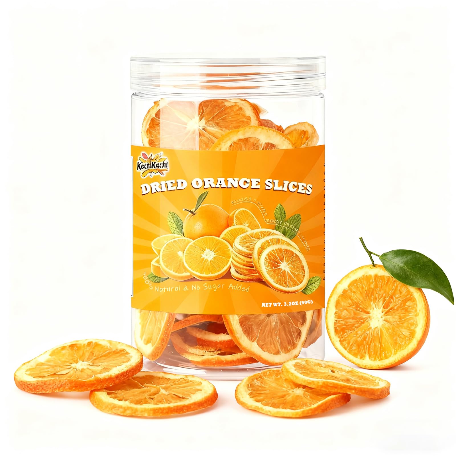 KachiKachi Dried Orange Slices - 3.2oz 90g, No Sugar Added | Orange Wheels | Dehydrated Dried Fruit for Cocktails/Cakes/Crafts/Potpourri/Candle Making