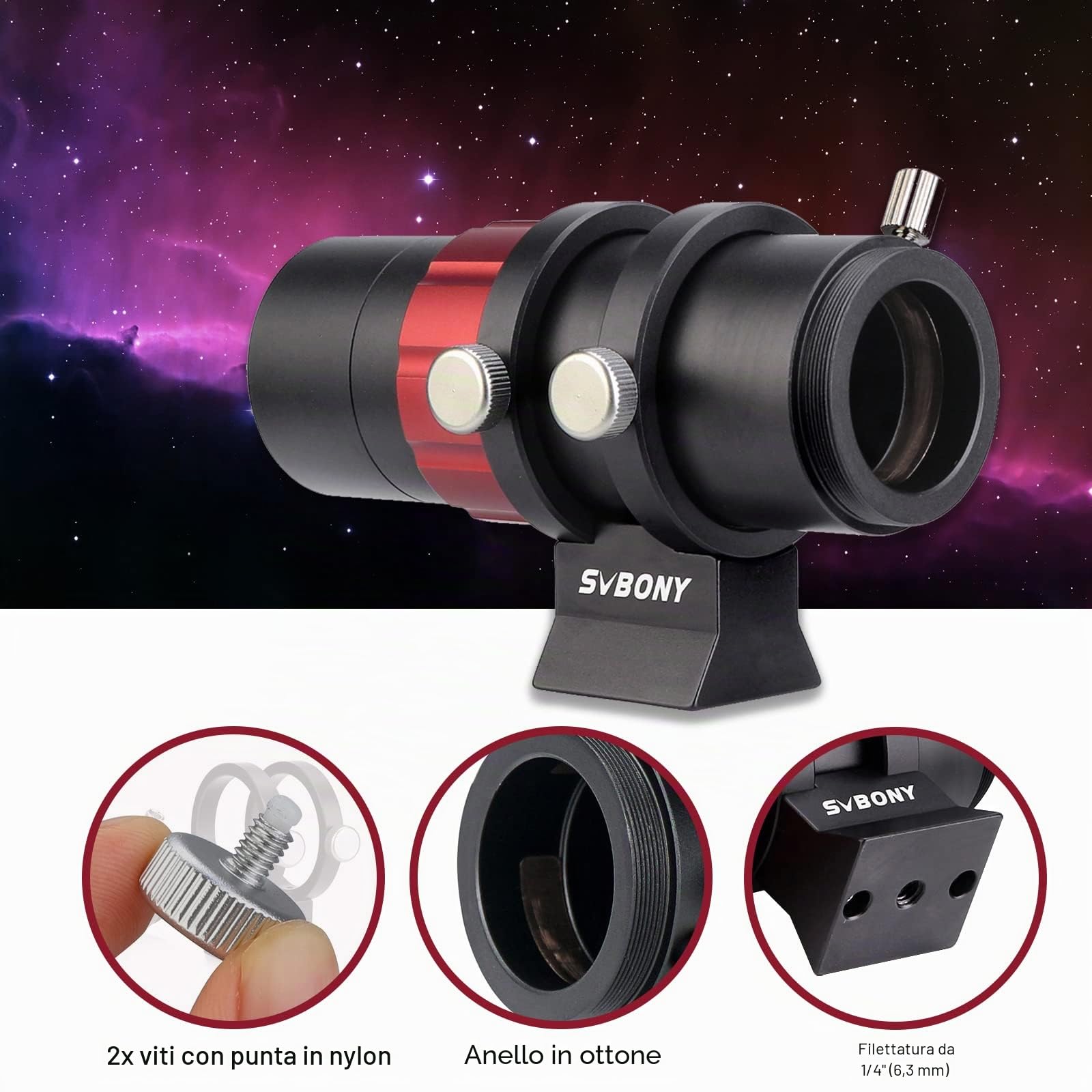 Svbony SV165 Telescopio Guida 30mm Mini Guide Scope con Focheggiatore Elicoidale F4 120 mm Multistrato Rivestimento Finder Scope Compatibile con Auto Guida Camera