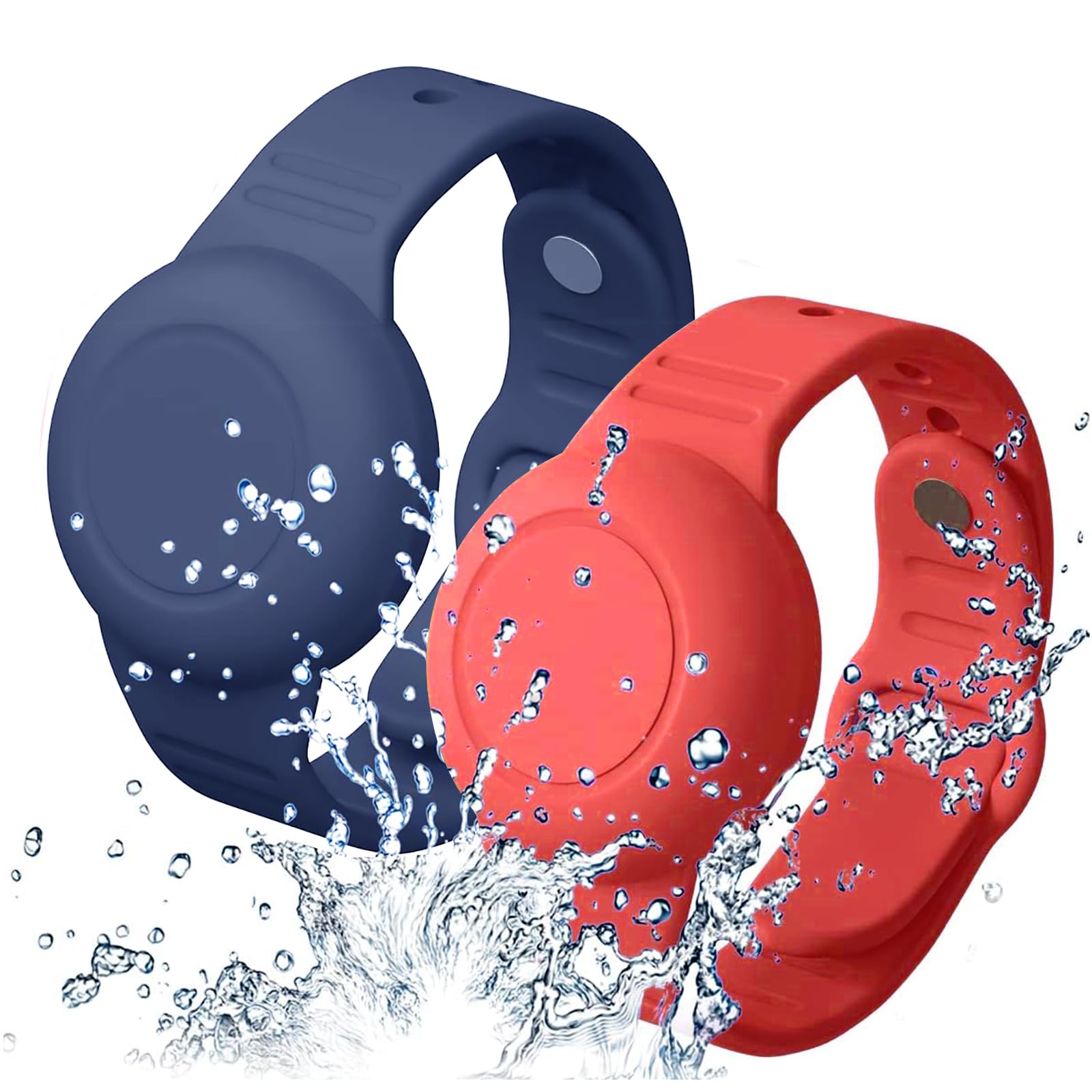 Aircawin for Waterproof Airtag Bracelet Kids,2 Packs Silicone Hidden for Airtag Wristband,Anti-Lost for Airtag Holder Case Toddler,for Airtag Case Cover Watch Band GPS Tracker for Child-Black+Blue — view 10