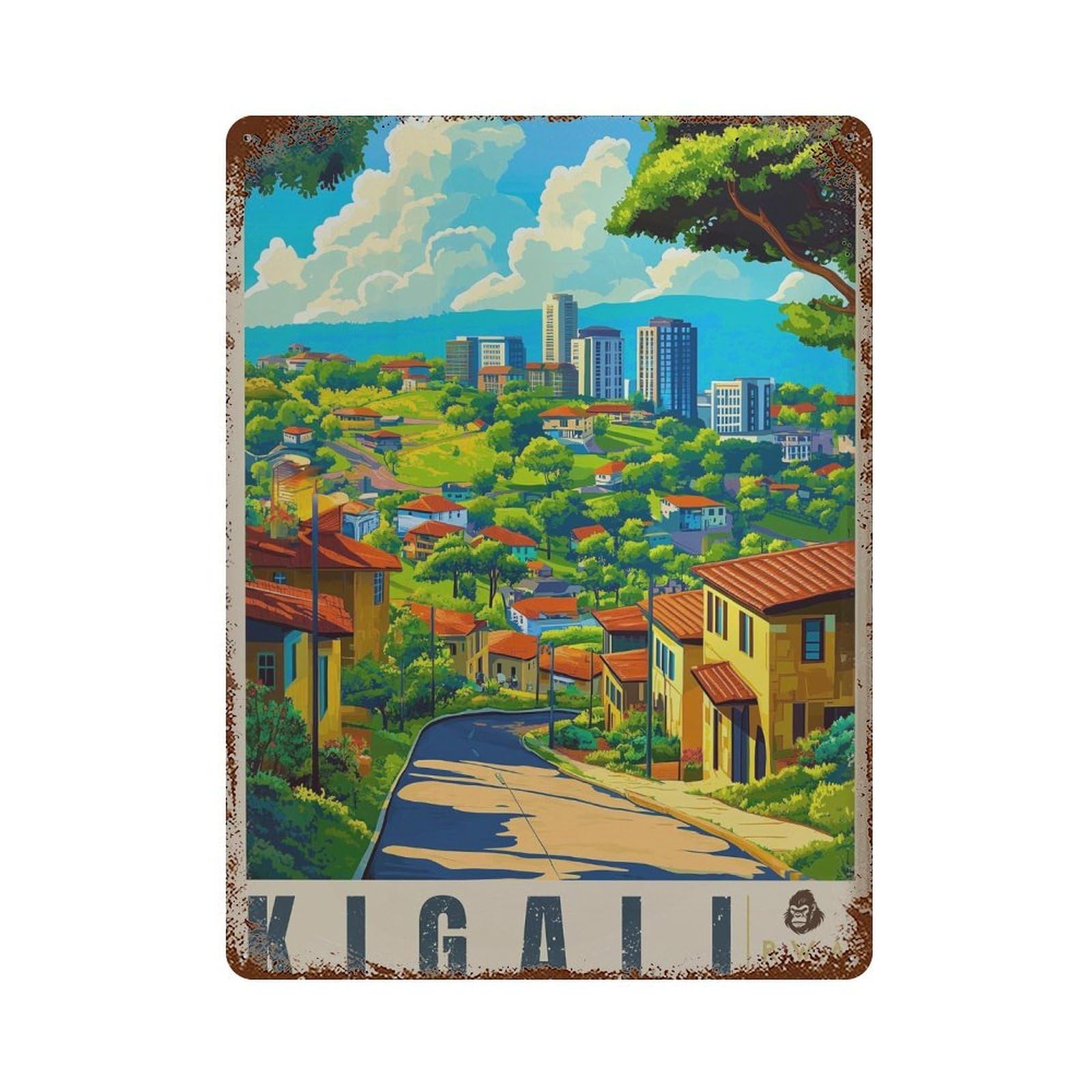 xiaoxiaoshen Kigali Rwanda Travel Nyarutarama Wall Decor Art Metal Tin Poster Modern Home Decor Art Home Bar Shop Decorations Vintage Sign 40x30cm
