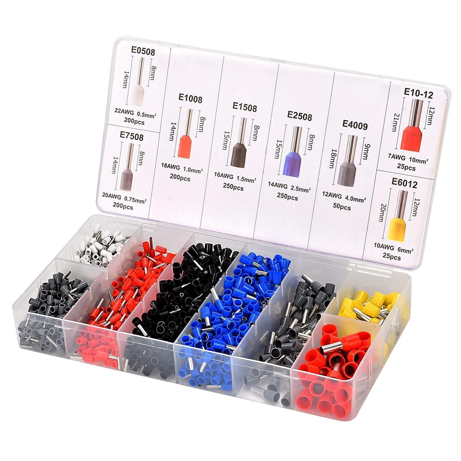 AJANMA 1200PCS Wire Ferrules Kit Multi-functional Assorted Insulated Electrical Wire Connectors Wire Crimp Terminals Assortment Set Wire Connector Crimp Terminal (1200PCS Terminal)-image-16