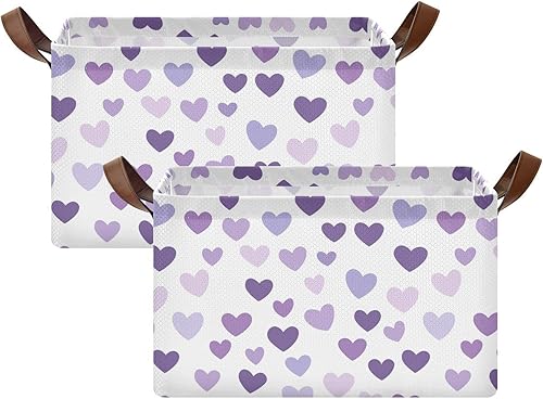 Miniatura 2 de Purple Heart Day Purple Heart Basket for Storage Home Organizers with Handles Home Office,Closet Clothes Organizer for Shelves Closet cajas