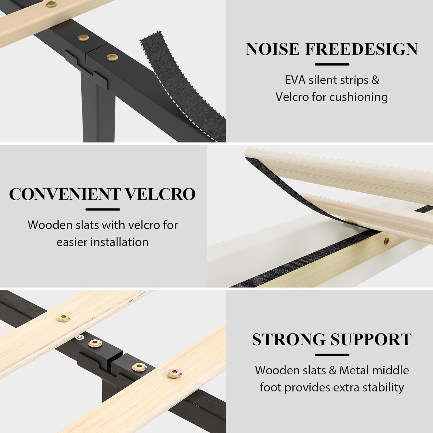 Queen Size Bed Frame with LED Lights & Charging Station, Faux Leather Upholstered Platform Bed, Adjustable Crystal Button Headboard, Solid Wood Slats, No Box Spring Needed, White