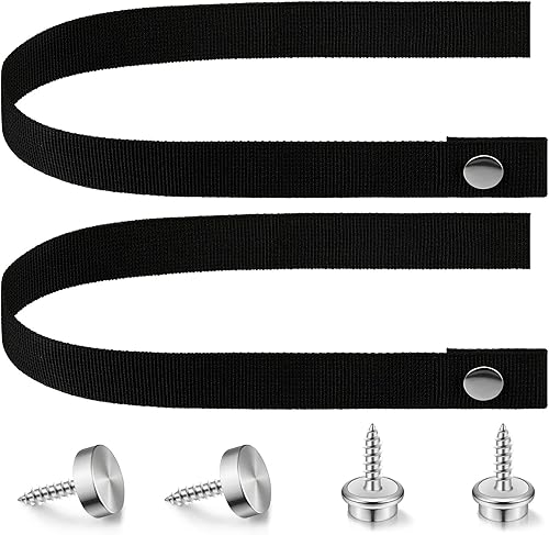 Tallew 2 juegos de correas para puerta corrediza RV con botón a presión de 18 pulgadas, correas de puerta de cámper para pontón y lancha, accesorios