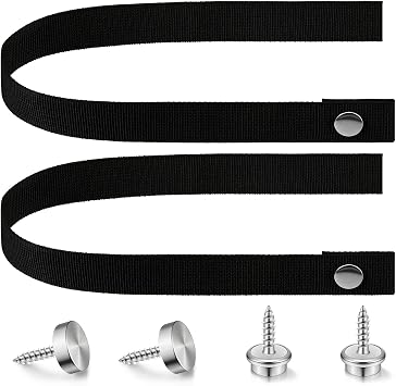 2 Sets Black Rv Sliding Door Straps with Button Snap 18 Inch | Pocket Camper Door Straps, for Pontoon Boat Ladder Accessories