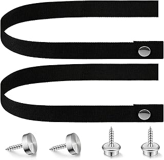 Tallew 2 Sets RV Sliding Door Straps with Button Snap 18 Inch RV Pocket Camper Door Straps for Pontoon Boat Ladder Accessories, Black