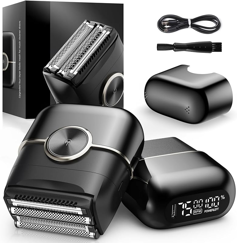 Barbeador elétrico masculino NKTMXY com 4 lâminas flutuantes, display LED e 2 velocidades, modelo 706