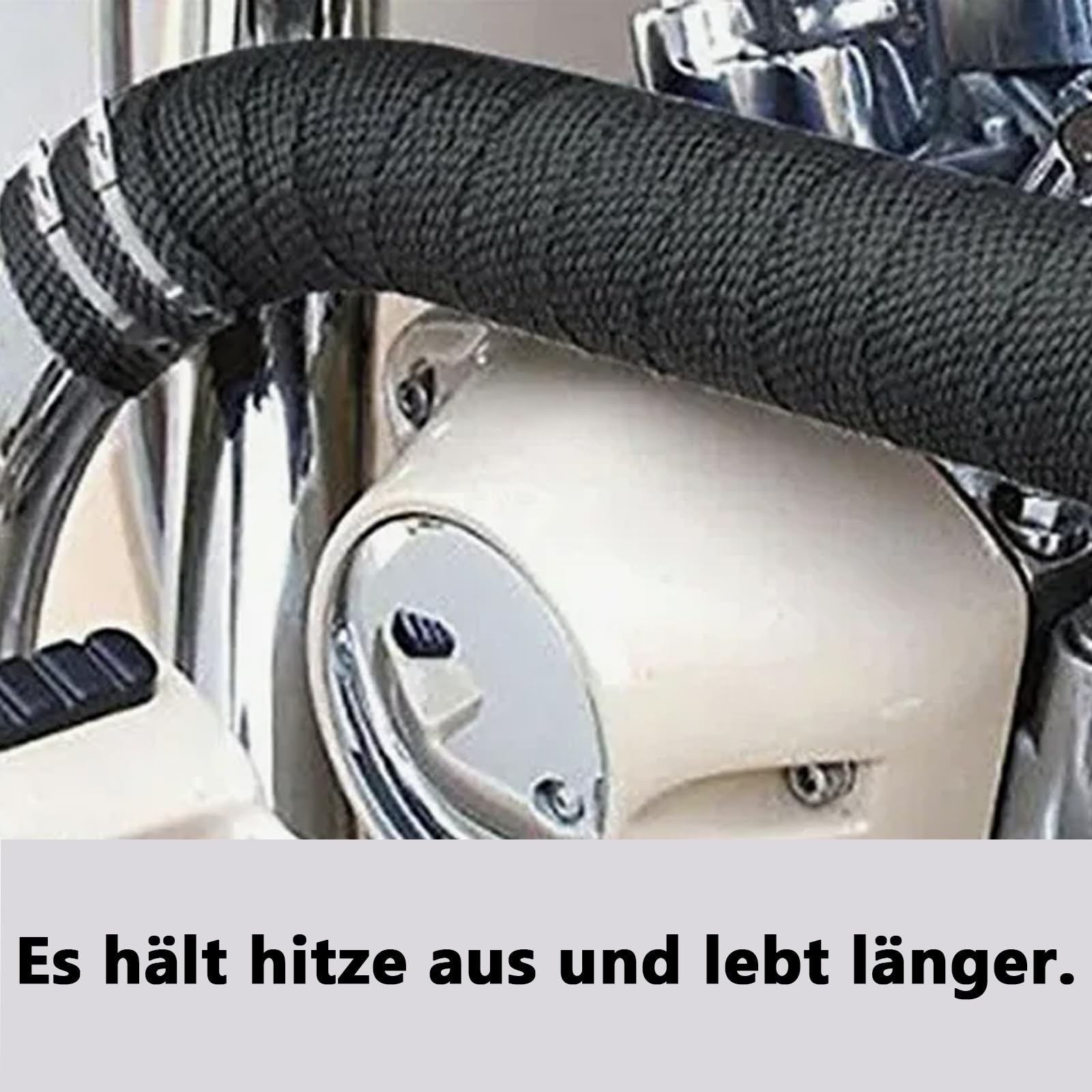 Benda Termica per Scarico Marmitta, Nastro Termico Isolante in Fibra di Vetro, 15 m x 50 mm, Nero, 10 Fascette in Acciaio Inox, per Auto e Moto