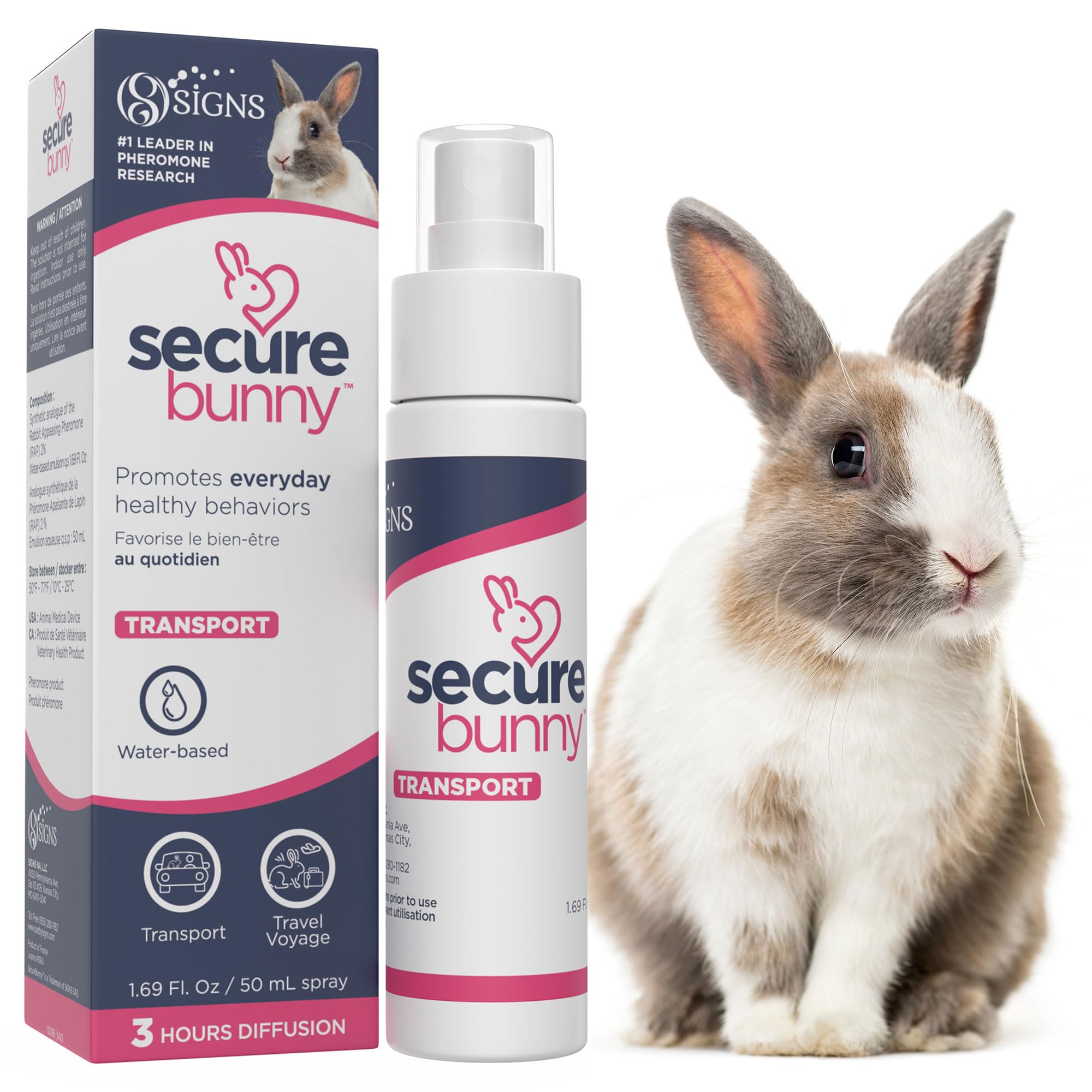 SIGNS SecureBunny Transport, Water Based Calming Travel Spray, Naturally Supports Calm and Wellbeing, Naturally Relieving Anxiety and Stress