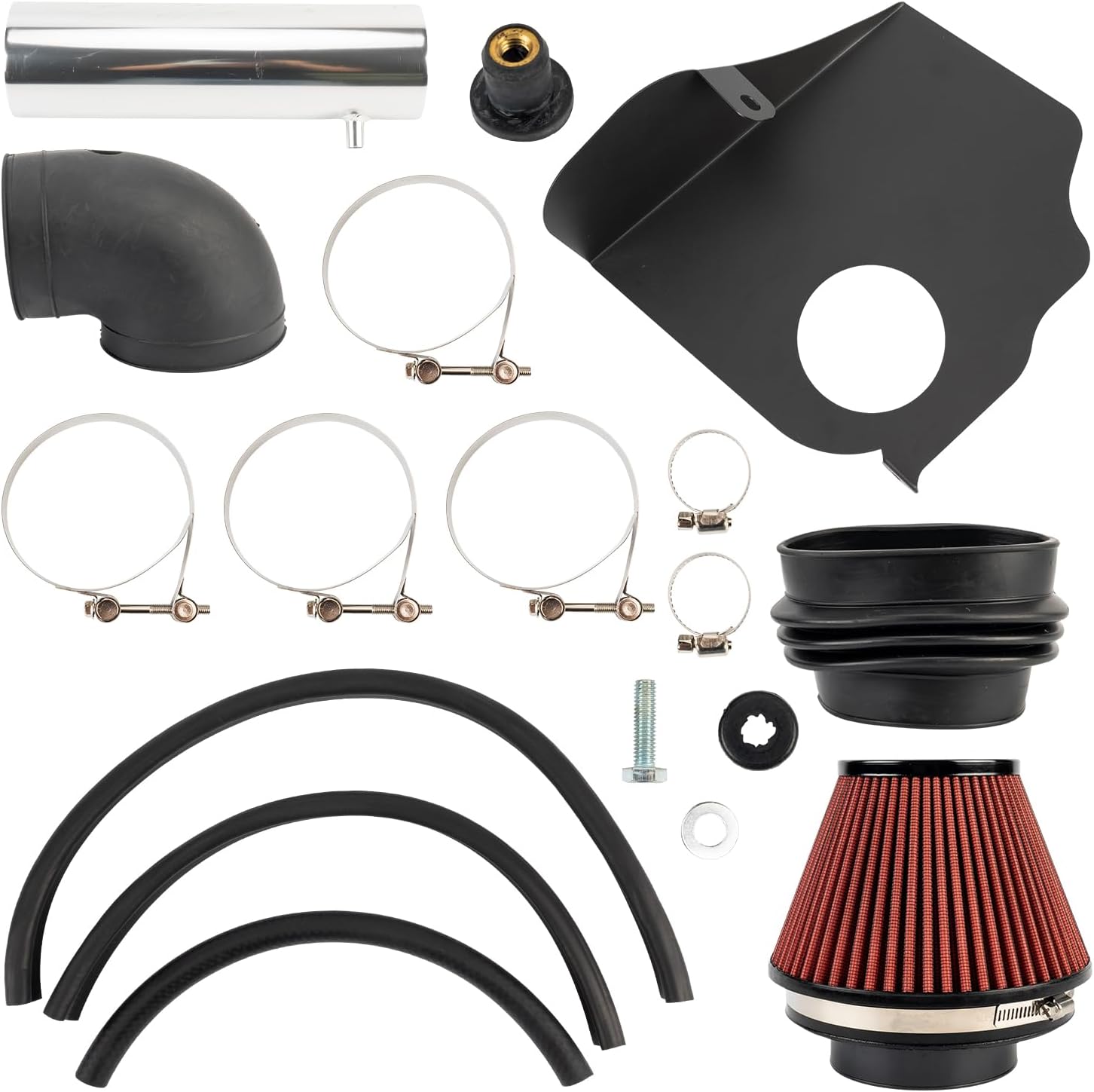 PHILTOP 3.5" Cold Air Intake Kit System + Heat Shield Compatible with 2011-2023 Charger/Challenger 5.7L, 2011-2023 300 5.7L, High Performance, Red