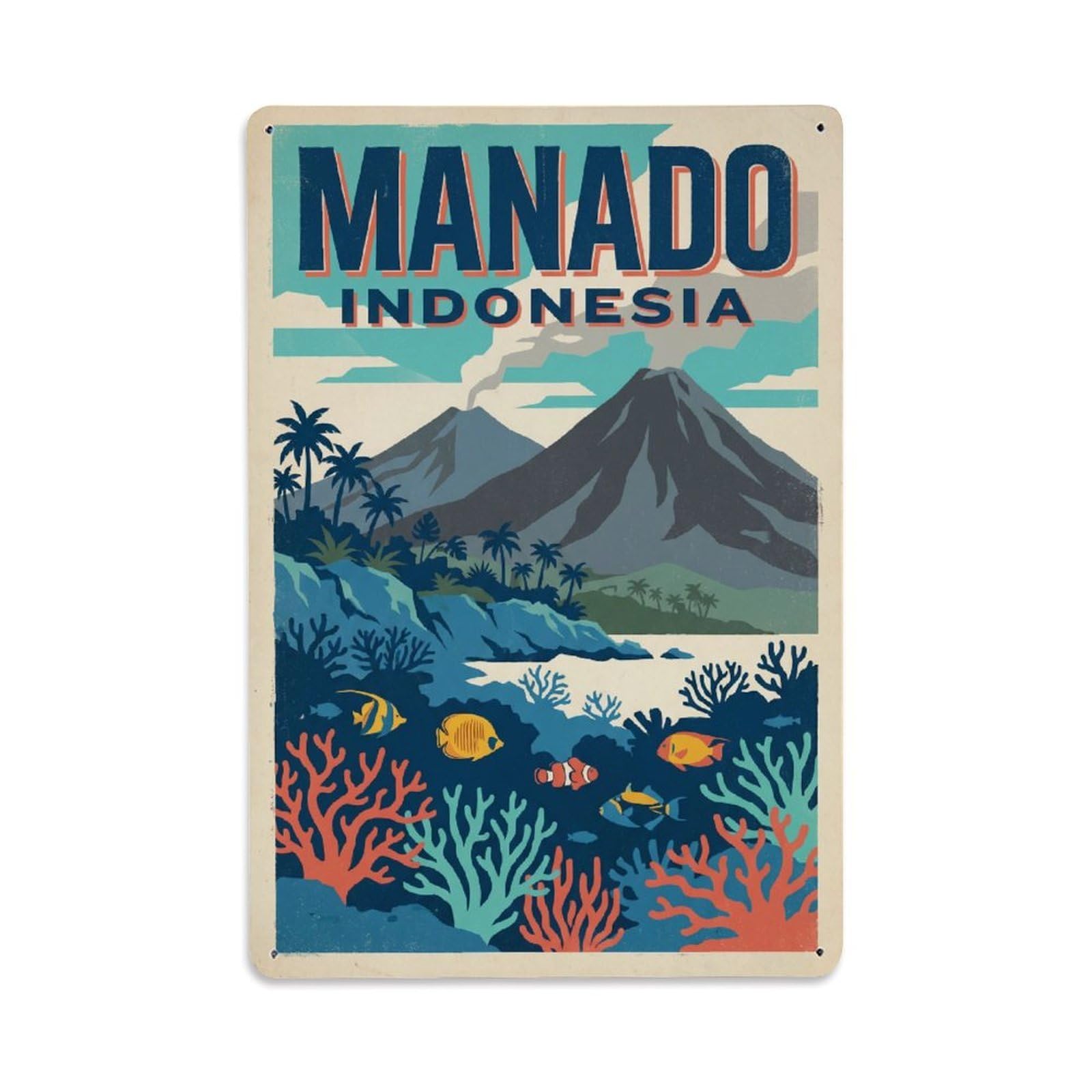 Metal Tin Sign Vintage Travel Indonesia Manado