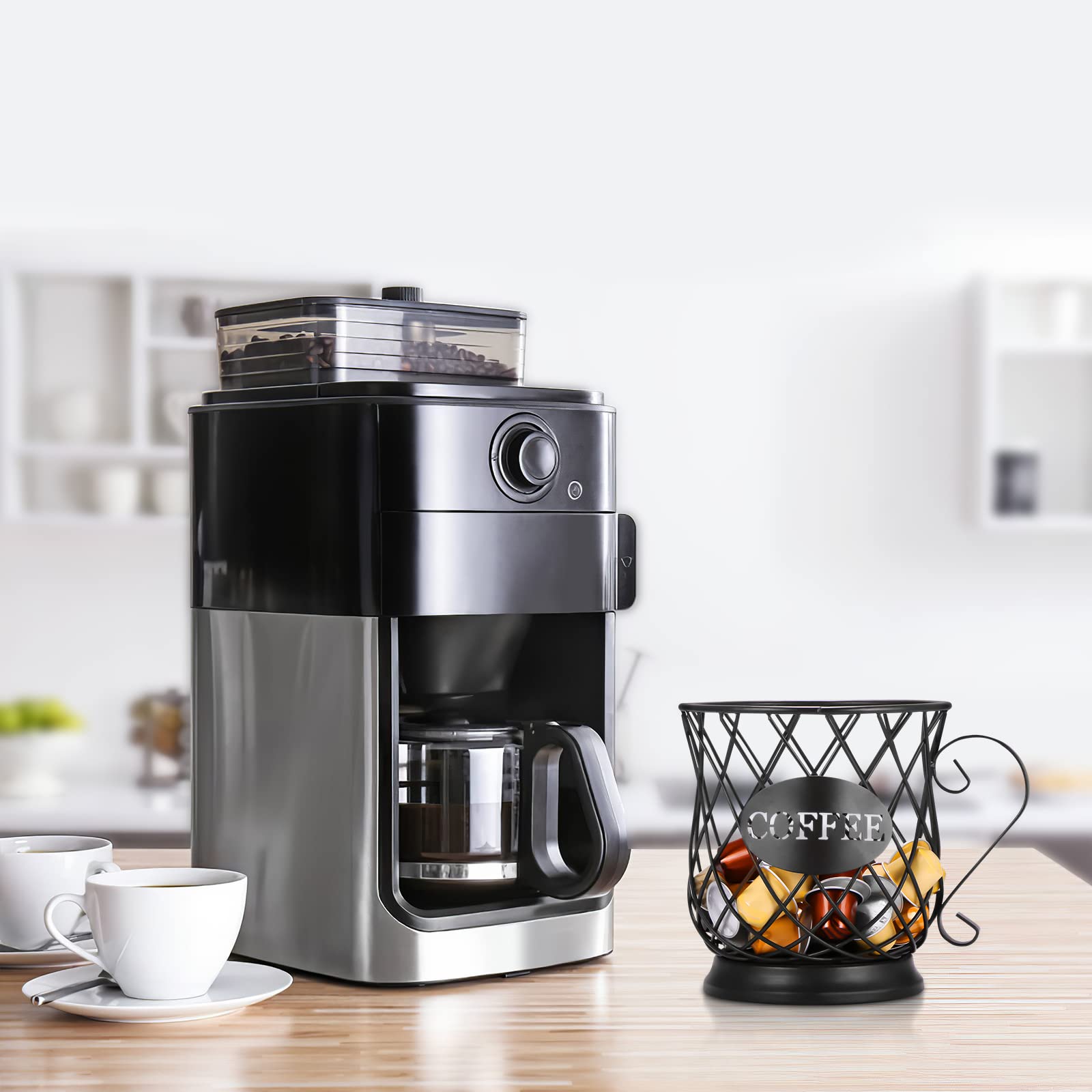 Cestello porta capsule caffè, portacialde multiplo, portaoggetti da cucina da appoggio per Tassimo, Nespresso, Dolce gusto