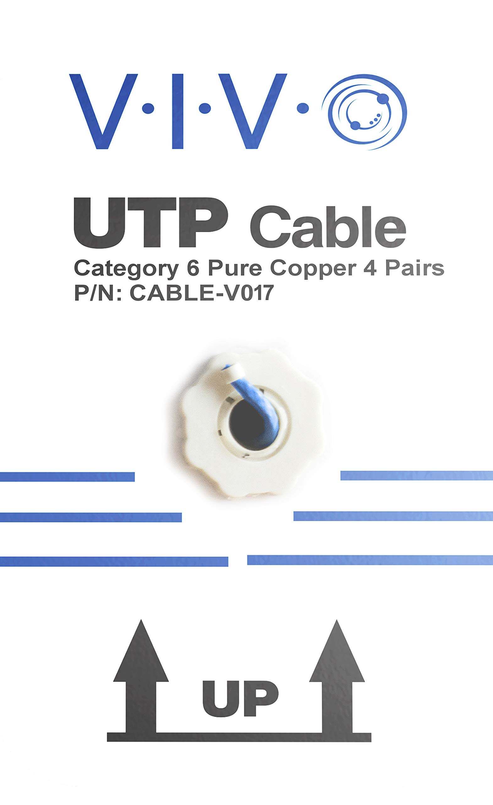VIVO Cable Ethernet de cobre completo Cat6 de 500 pies, 23 AWG, caja de tracción UTP, cable Cat-6, interior, instalaciones de red, azul, CABLE-V017