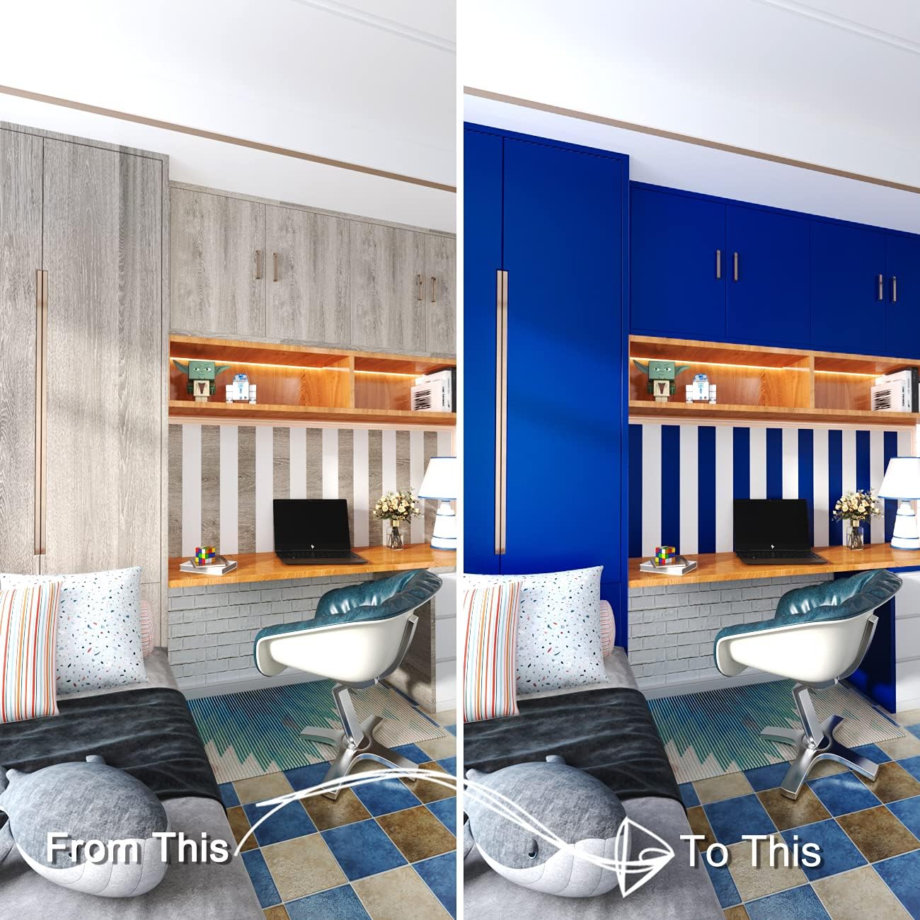 Decotalk Royal Blue Peel and Stick Wallpaper 12 x 120 inch Matte Blue Self Adhesive Wallpaper SolidBlue Contact Paper Decorative Wall Paper Roll for Walls Bedroom Bathroom Nursery Cabinets Removable