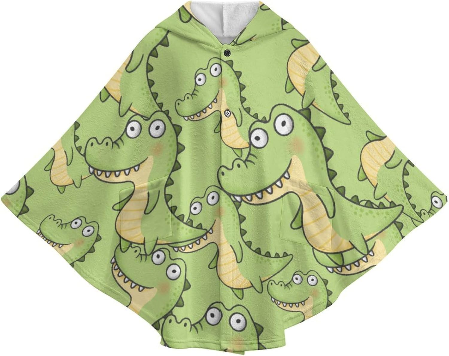 Cute Alligator Wearable Blanket with Hooded Flannel Blankets Cape with Pocket