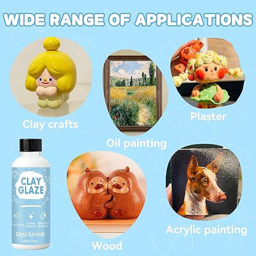 Miniatura 5 de Esmalte de arcilla seca al aire de 3.4 fl oz, barniz de arcilla utilizado para prevenir grietas de arcilla, arañazos y desgaste, mejorar el brillo