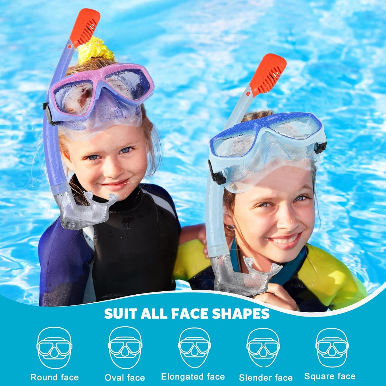 Youth Snorkel Set for Ages 7-16, Snorkeling Gear for Kids with Panoramic View Mask Anti-Fog Anti-Leak Full Dry Top Snorkel Fins Travel Bag for Swimming Diving - Image 5