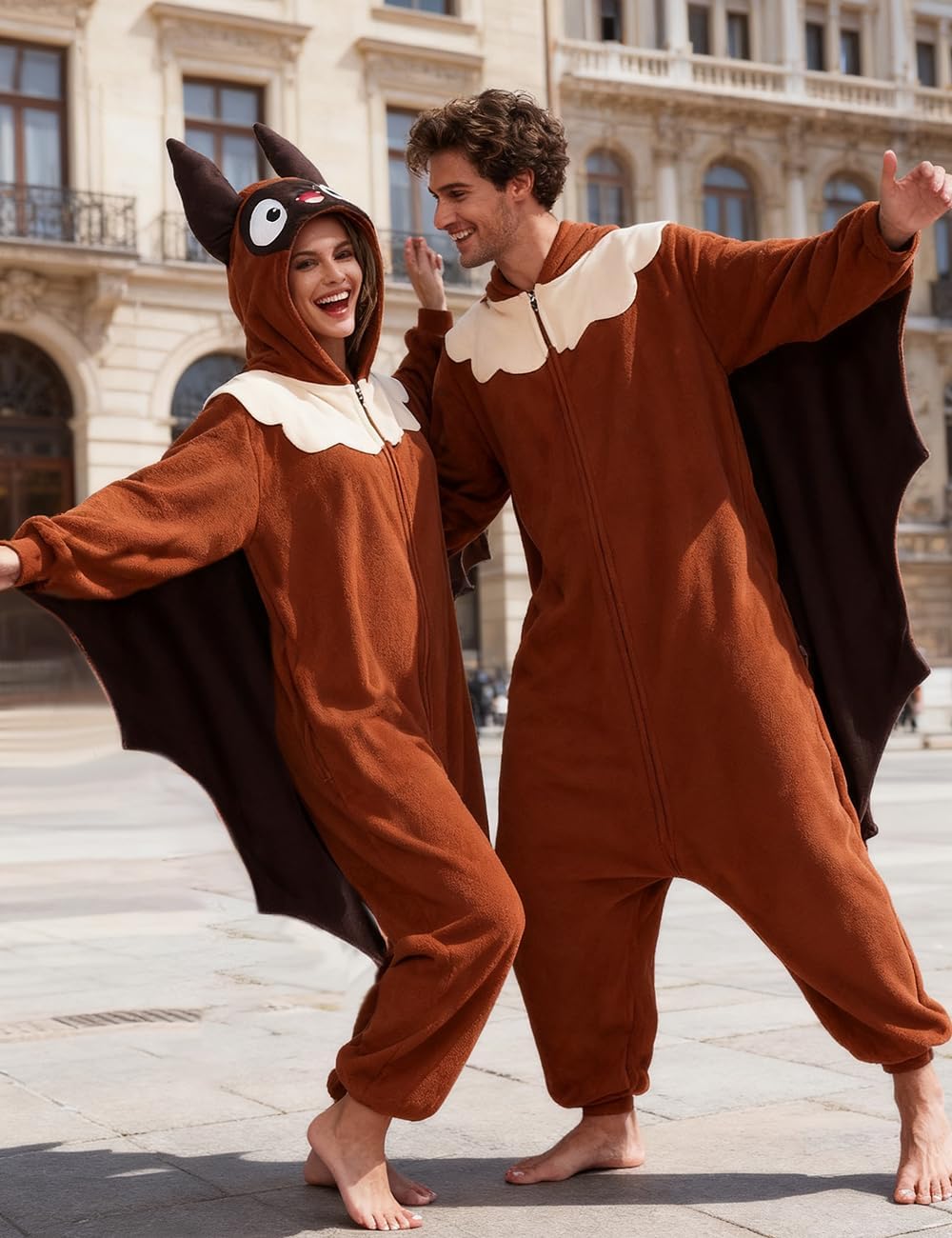 vavalad Adult Bat Onesie Pajamas Bat Halloween Costume Cosplay Onesie Women Men - Image 2