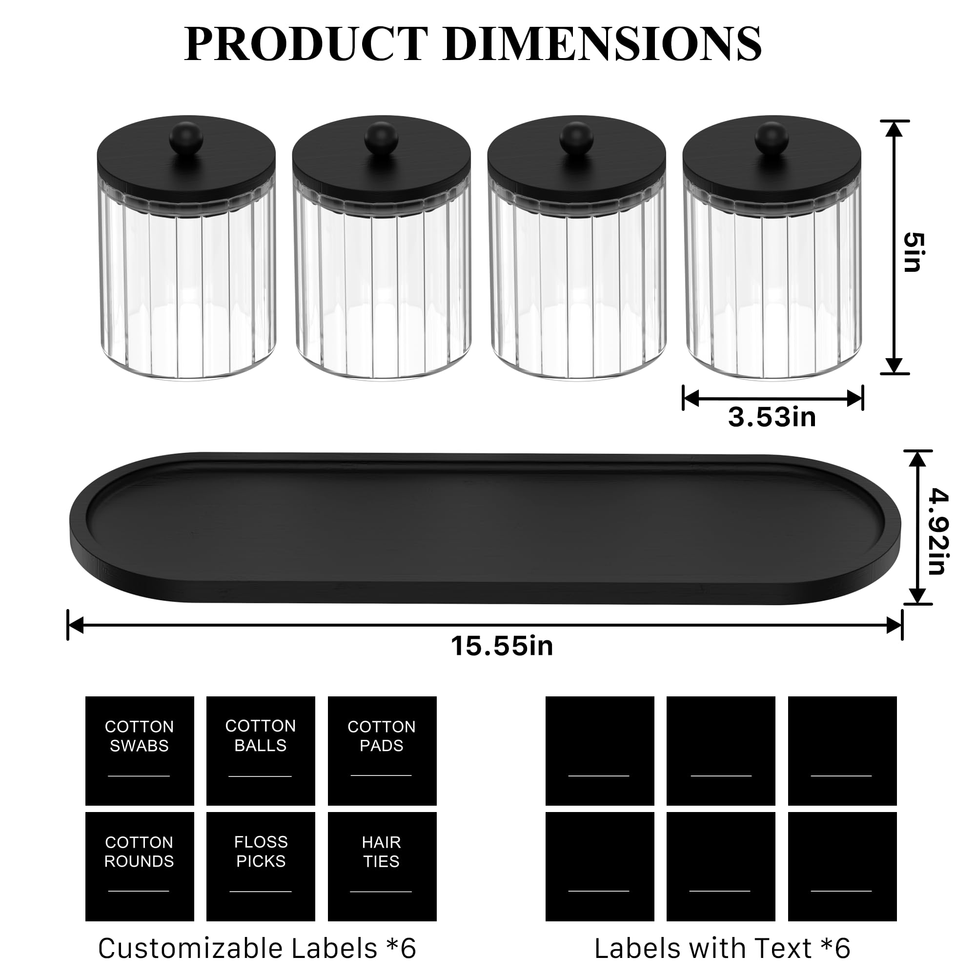 Black Bathroom Accessories Set - Qtip Holder -2