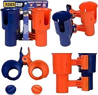 Vista 24 de ROBOCUP, Patented Boat Cup Holder, Clamp on Portable Storage Caddy Securely Holds 2 Drinks, Fishing Poles, Tools, Marine Gear Perfect for Boating