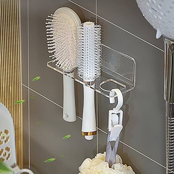 1 Set Wall Mounted Hair Comb Holder Organizer Adhesive Hair Brush Holder Razor Holder With 3 Holes Hair Tool Storage Holder For Hair Tools