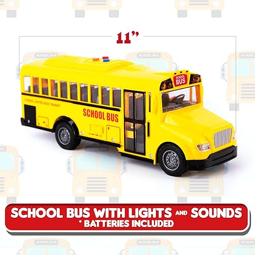 Miniatura 2 de ArtCreativity Juguete de autobús escolar amarillo con luces intermitentes y sonido, juguete de autobús escolar a escala 116 para niños con 4 sonidos